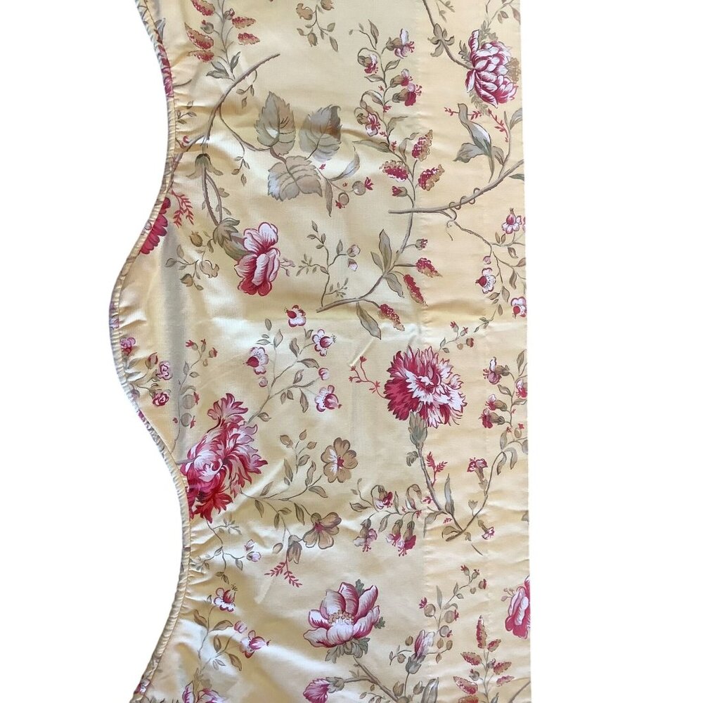 Vintage Floral Valance Curtain Yellow With Pink & Green Botanical Design Scallop - Picture 3 of 5